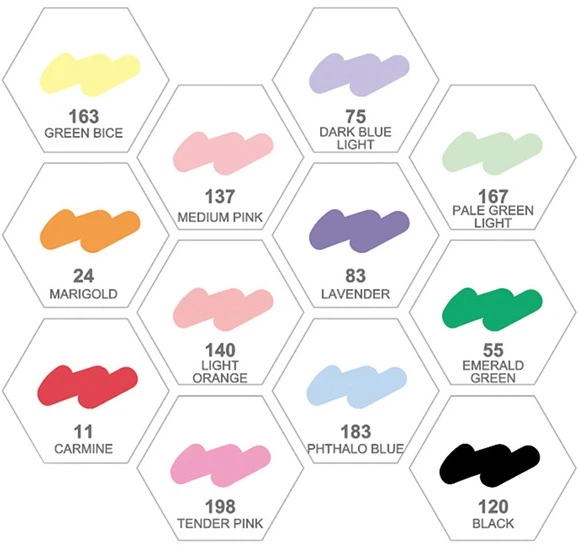 Markery alkoholowe Arrtx Oros ASM-03-ACS1-02 12 kolorów (LC302789) - obraz 2