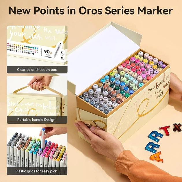 Markery alkoholowe Arrtx Oros 90 kolorów (LC303441) - obraz 3