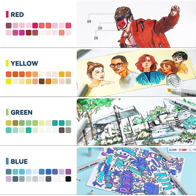 Markery alkoholowe Arrtx Oros 80 kolorów (LC303434) - obraz 5