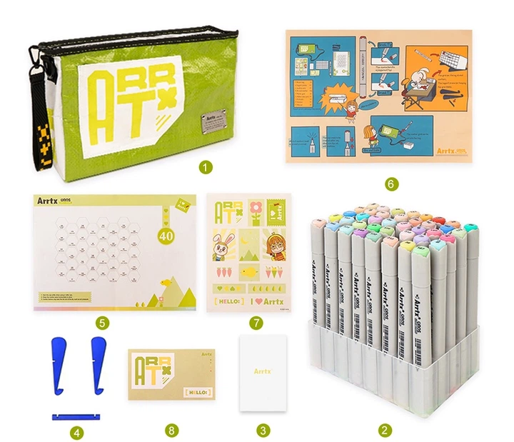 Markery alkoholowe Arrtx Oros ASM-03-PT01 40 kolorów odcienie pastelowe (LC302628) - obraz 4