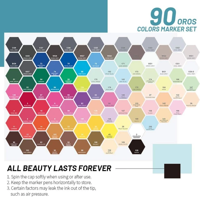 Markery alkoholowe Arrtx Oros 90 kolorów (LC303441) - obraz 8
