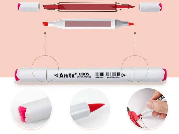 Markery alkoholowe Arrtx Oros ASM-03-PT01 40 kolorów odcienie pastelowe (LC302628) - obraz 5
