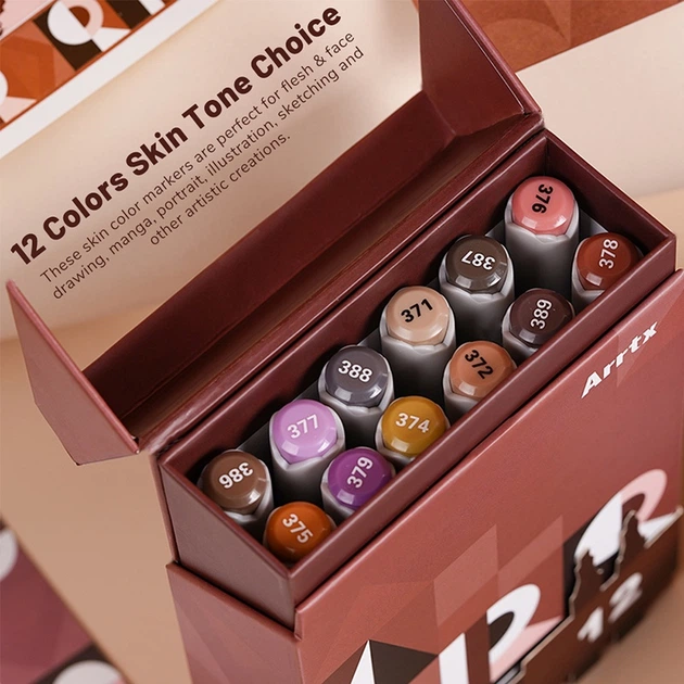 Markery alkoholowe Arrtx Oros ASM-03-SK02 12 kolorów odcienie skóry (LC302772) - obraz 3