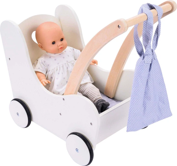 Візок для ляльок Engelhart дерев'яний сіро-білий 1750220 (8716096018738) - зображення 2