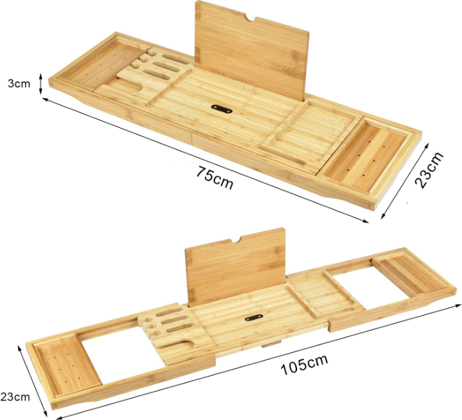 Bambusowa taca kąpielowa Hedo do wanny z uchwytem na kieliszek wina 59469 (5904041123788) - obraz 3