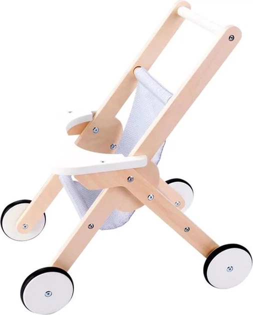 Коляска для ляльок Engelhart Toys дерев'яна Сіро-блакитна 1750216 (8716096018394) - зображення 2