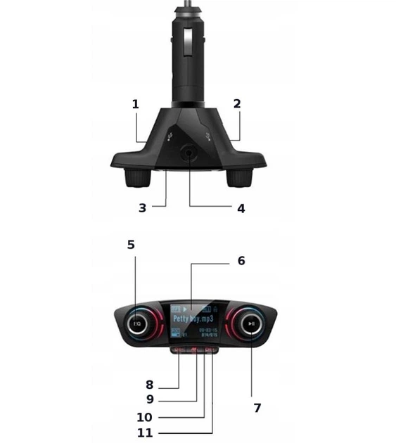 FM-передавач Bluetooth 5.0 USB Мультимедійний 8-в-1 (Al3) - зображення 6