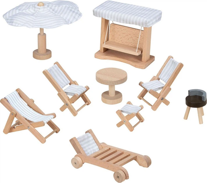 Садові меблі для ляльок Goki дерев'яні 9-предметні 5220089 (4013594514750) - зображення 2