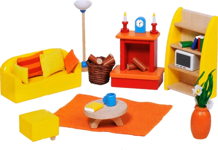 Вітальня для ляльок Goki Серія B дерев'яна 24 елементи 5299366 (4013594519045) - зображення 2