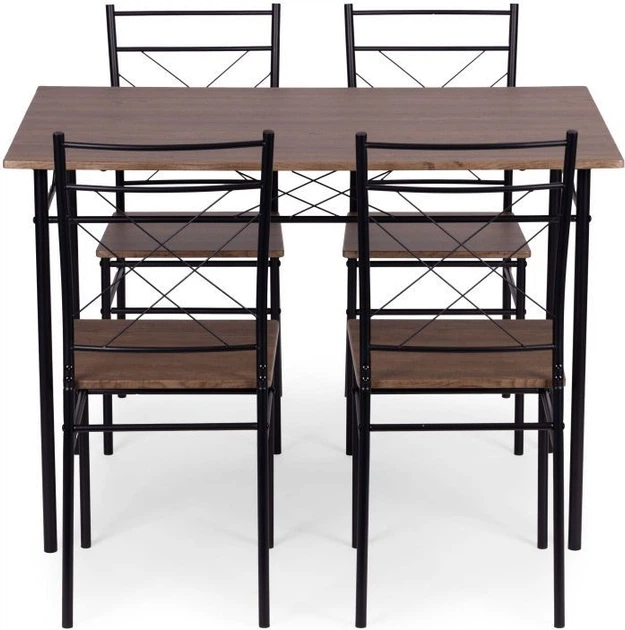 Zestaw mebli ModernHome by Multistore stół do jadalni 110 x 70 cm, 4 krzesła (VERONA-WD) - obraz 3