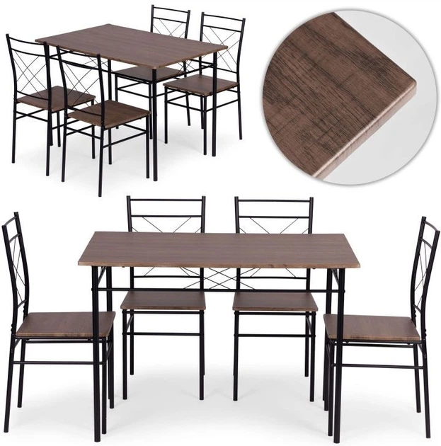 Zestaw mebli ModernHome by Multistore stół do jadalni 110 x 70 cm, 4 krzesła (VERONA-WD) - obraz 6