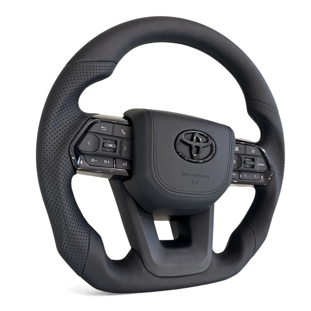Анатомический руль для Toyota Land Cruiser 200, Prado 150. С подогревом. Кожа. Подушка из кожи - черный логотип. В сборе. - изображение 2