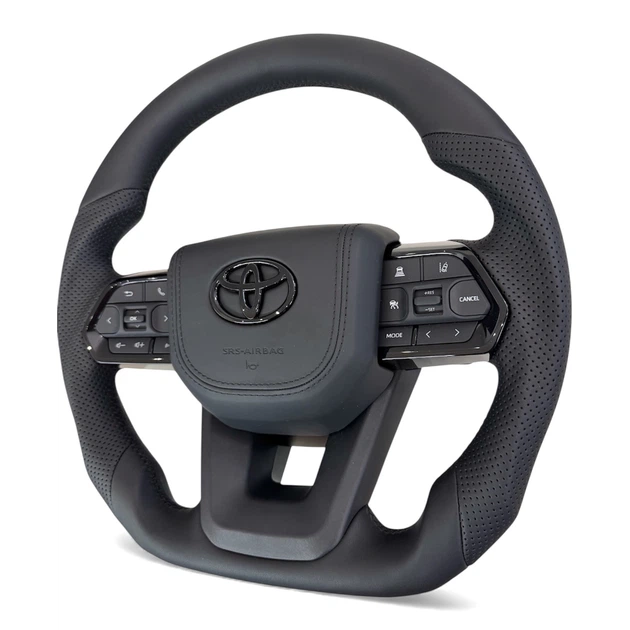 Анатомический руль для Toyota Land Cruiser 200, Prado 150. С подогревом. Кожа. Подушка из кожи - черный логотип. В сборе. - изображение 3