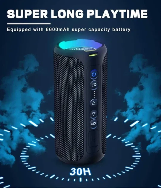 Портативна Bluetooth-колонка Ortizan X8 Pro 40W, IPX7, LED-підсвітка, 30 годин роботи, TWS, Black - зображення 3