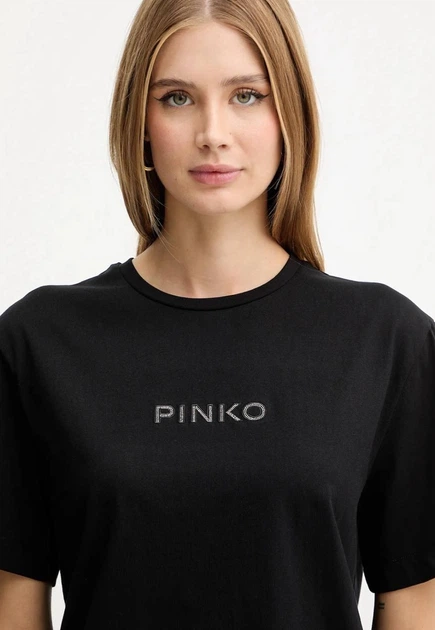 Футболка с надписью, в камушки Pinko S черный 105526 - Фото 3 Футболка с надписью, в камушки Pinko S черный 105526 - изображение 3