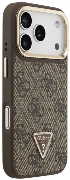Etui Guess 4G PU Triangle Logo & Stand Camera Magsafe do Apple iPhone 17 Pro Max Brown (3666339534455) - obraz 4