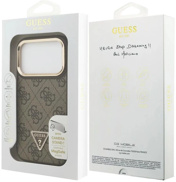 Etui Guess 4G PU Triangle Logo & Stand Camera Magsafe do Apple iPhone 17 Pro Max Brown (3666339534455) - obraz 8