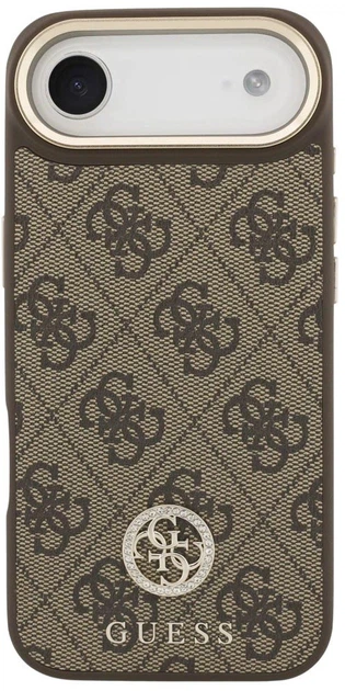 Панель Guess 4G Strass Logo & Big Strap Metal Buttons MagSafe для Apple iPhone Air Brown (3666339550967) - зображення 3