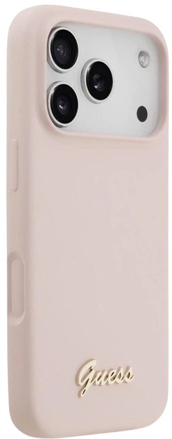 Чохол Guess Silicone Script Metal Logo MagSafe для Apple iPhone 17 Pro Pink (3666339553081) - зображення 4