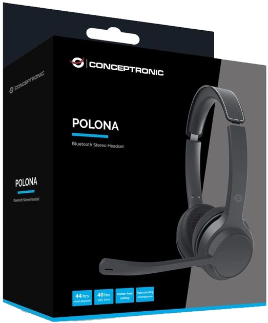 Навушники Conceptronic Bluetooth Stereo Headset Wireless Black (POLONA04B) - зображення 5