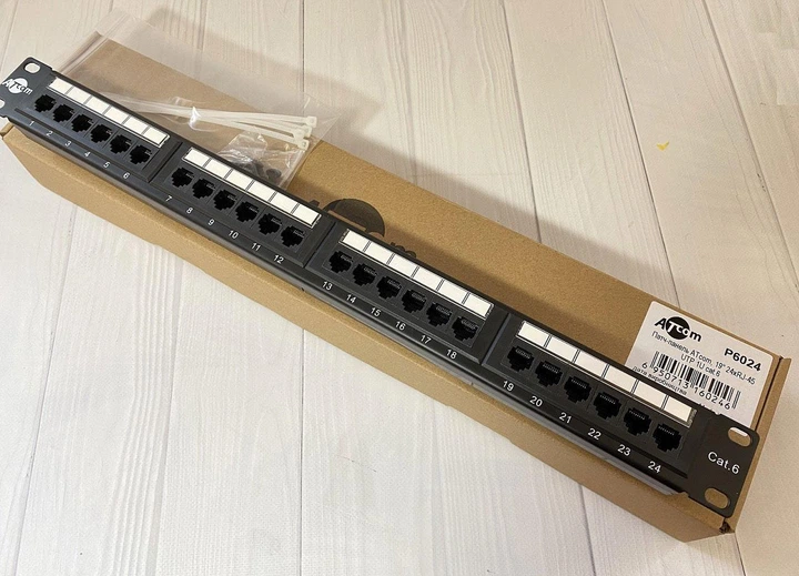 Патч-панель ATcom P6024 19" 24хRJ-45 UTP 1U cat.6 - изображение 4