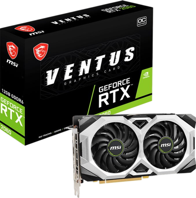 Відеокарта GeForce RTX 2060 12GB MSI Ventus OC (RTX 2060 VENTUS 12G OC) Б/В - Фото 1 Відеокарта GeForce RTX 2060 12GB MSI Ventus OC (RTX 2060 VENTUS 12G OC) Б/В - зображення 1