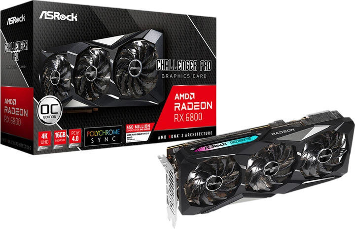 Відеокарта AMD Radeon RX 6800 16GB ASRock Challenger Pro OC (RX6800 CLP 16GO) Б/В - Фото 1 Відеокарта AMD Radeon RX 6800 16GB ASRock Challenger Pro OC (RX6800 CLP 16GO) Б/В - зображення 1