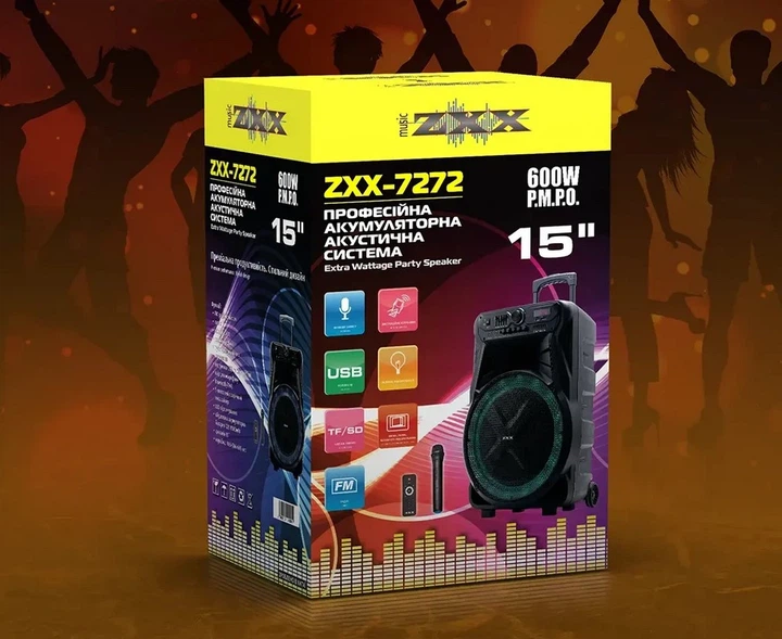 Акустическая переносная колонка ZXX-7272 600 Вт на колёсиках