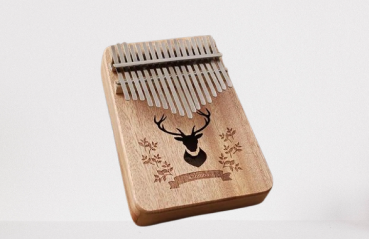 Музыкальный инструмент Калимба Kalimba на 17 язычков Ручное фортепиано Бежевый с гравировкой Олень K-17-06B - изображение 2