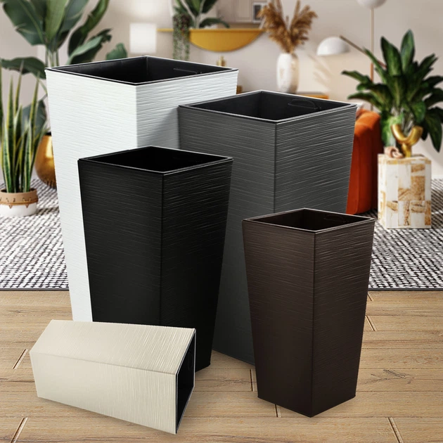 Donice na kwiaty z wkładem Kadax Tuluza K8072 30 cm + 35 cm + 40 cm Czarne - obraz 7