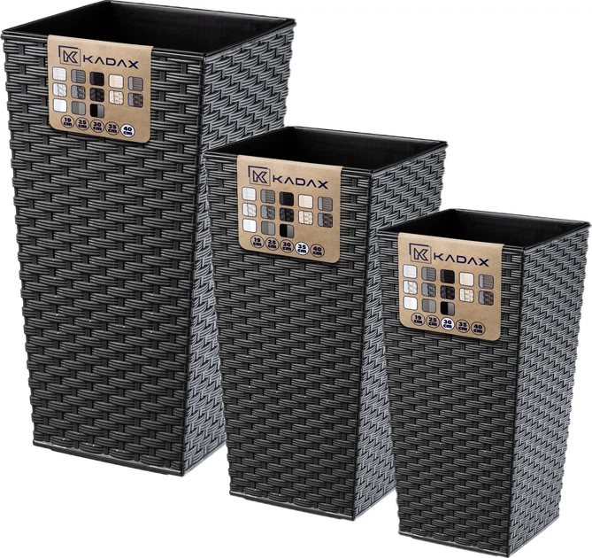 Donice na kwiaty z wkładem Kadax Pesaro K8068 30 cm + 35 cm + 40 cm Grafit - obraz 3