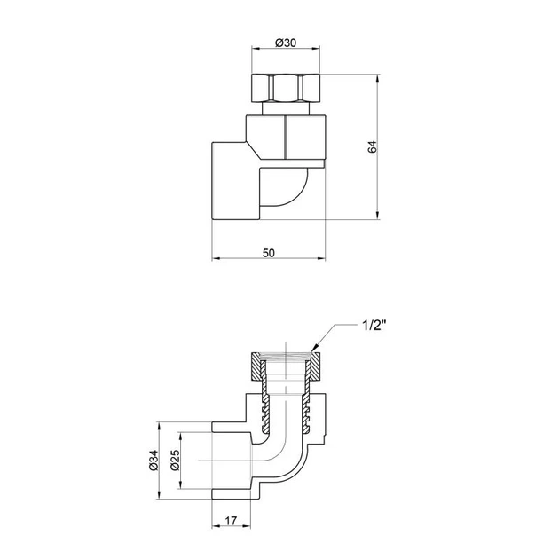 Кутник PPR Thermo Alliance з накидною гайкою 25х3/4" ВР - Фото 2 Кутник PPR Thermo Alliance з накидною гайкою 25х3/4" ВР - зображення 2