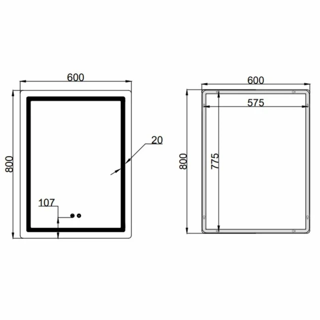 Дзеркало Qtap Mideya (MI2) 600х800 з LED-підсвічуванням Touch, з антизапотіванням, димером, рег. яскравості QT2078F6080 - Фото 2 Дзеркало Qtap Mideya (MI2) 600х800 з LED-підсвічуванням Touch, з антизапотіванням, димером, рег. яскравості QT2078F6080 - изображение 2