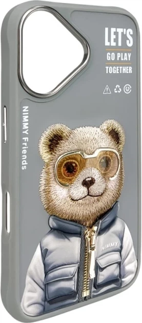 Etui plecki Nimmy Cool&Cute 2.0 Bear do Apple iPhone 16 Grey (6971080319488) - obraz 3