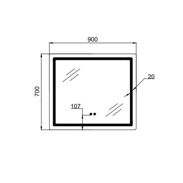 Зеркало Qtap Mideya (MI2) 900х700 с LED-подсветкой Touch, с антизапотеванием, с диммером, рег. яркости QT2078NCF9070 - изображение 2
