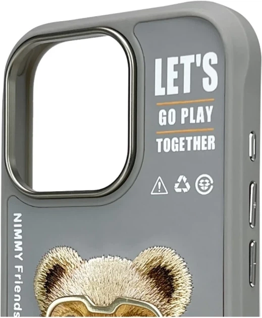 Etui plecki Nimmy Cool&Cute 2.0 Bear do Apple iPhone 16 Pro Grey (6971080319495) - obraz 4