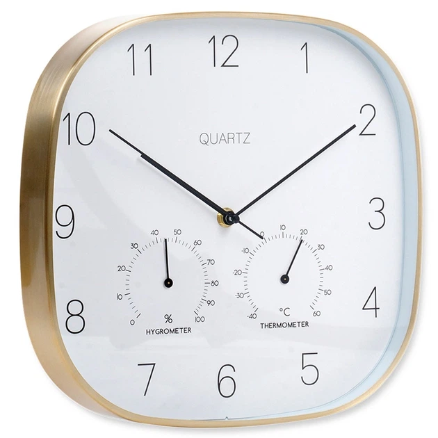 Настінний годинник Vilde 568132 з термометром гігрометром Білий Золотий 28.5 см (8720573546430) - зображення 2