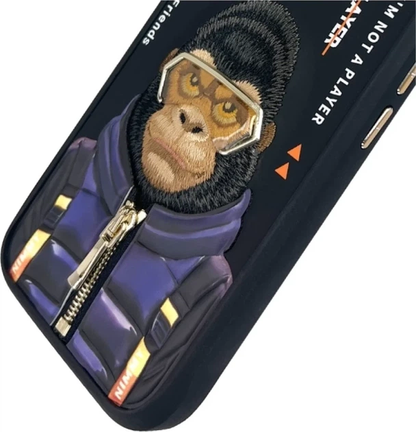 Etui plecki Nimmy Cool&Cute 2.0 Monkey do Apple iPhone 16 Black (6971080319518) - obraz 8