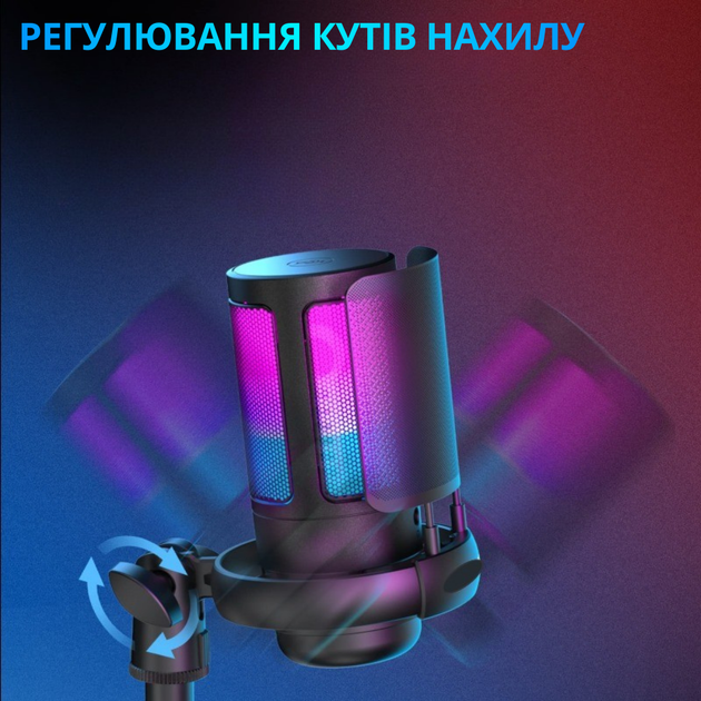 Микрофон для ПК и ноутбука ME6S для стриминга с USB, шумоподавлением, RGB-подсветкой, кардиоидной диаграммой настольный, белый ME6S_white - изображение 6