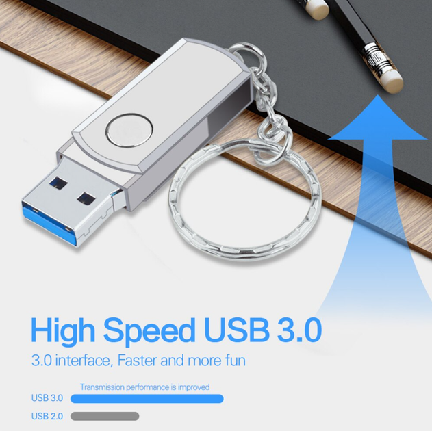 Флеш-накопитель крутящий USB 3.0 SEUNO Metal Drive 2 ТБ металлический корпус для ПК ноутбука и хранения архивов (GS807) - изображение 6