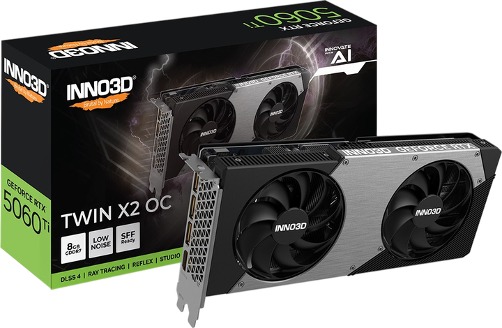 Відеокарта GeForce RTX5060 Ti 8GB Inno3D TWIN X2 (N506T2-08D7-193075N) - Фото 2 Відеокарта GeForce RTX5060 Ti 8GB Inno3D TWIN X2 (N506T2-08D7-193075N) - изображение 2