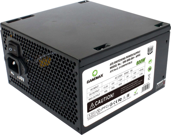Блок живлення GameMax GM-600 APFC 600W 80+ Black (GM-600 80+ APFC Black) - изображение 2