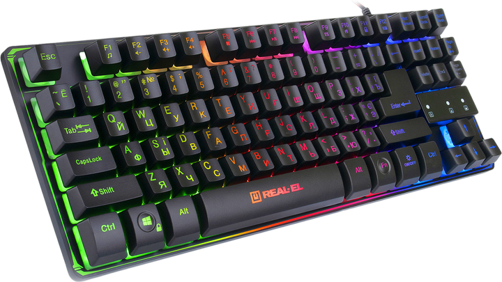 Клавіатура REAL-EL Gaming 8710 Backlit Ukr RGB Black (EL123100030) - Фото 3 Клавіатура REAL-EL Gaming 8710 Backlit Ukr RGB Black (EL123100030) - зображення 3