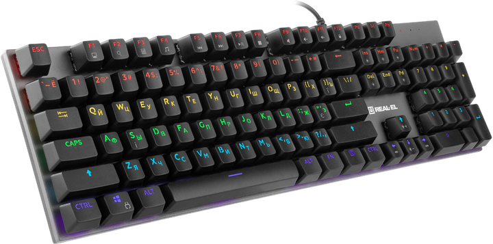 Клавіатура REAL-EL M 13 RGB Grey (EL123100045) - Фото 1 Клавіатура REAL-EL M 13 RGB Grey (EL123100045) - изображение 1