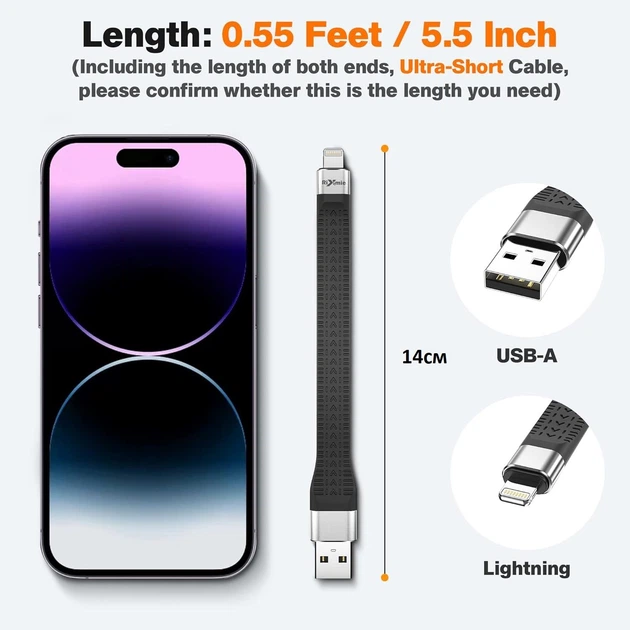 Кабель Rixmie USB на Lightning [MFi Certified] 30Вт, 0.14м - изображение 5