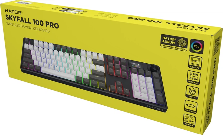 Klawiatura bezprzewodowa HATOR Skyfall 100 Pro Vanila Silent Switch Bluetooth/USB Grey/Black (HTK4100) - obraz 8