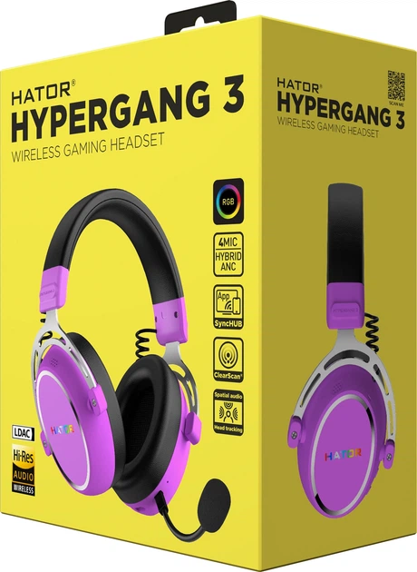 Słuchawki Hator Hypergang 3 Wireless Cyber Violet (8721249230868) - obraz 9