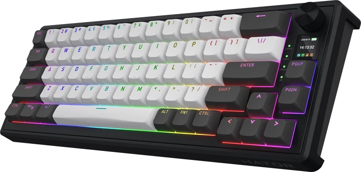 Klawiatura bezprzewodowa HATOR Skyfall 65 Pro Vanila Silent Switch Bluetooth/USB Grey/Black (HTK4160) - obraz 4