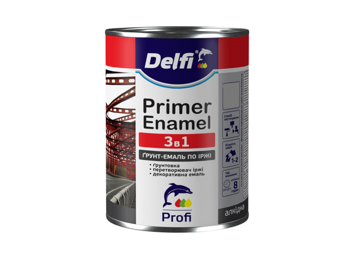 Ґрунт-емаль по іржі 3 в 1 графіт Delfi 0.9 кг - изображение 2