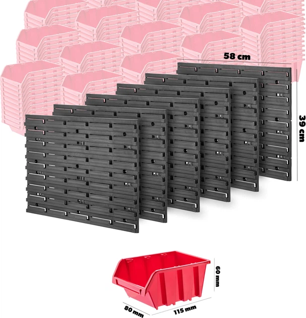 Tablica narzędziowa Kadax ścianka warsztatowa 174 x 78 cm 195 elementów K7693 Czerwona (5903699468456) - obraz 4